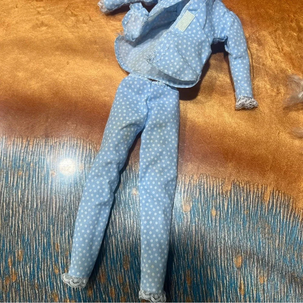 Vintage 90s Slumber Party Soft Body Barbie with blue pajamas crimped hair